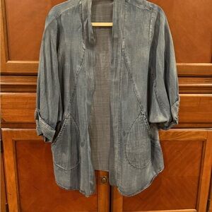 Easel Blue Denim Open-Front Jacket